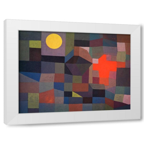 Fire at Full Moon White Modern Wood Framed Art Print by Klee , Paul