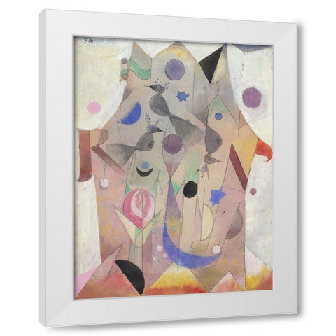 Persian Nightingales White Modern Wood Framed Art Print by Paul, Klee
