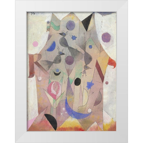 Persian Nightingales White Modern Wood Framed Art Print by Paul, Klee