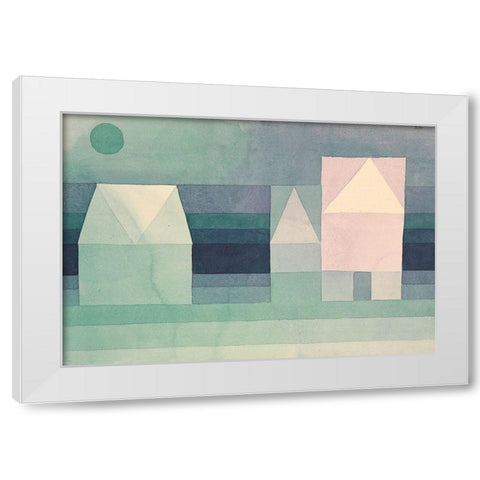 Three Houses White Modern Wood Framed Art Print by Paul, Klee