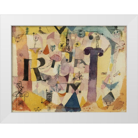 Stylish Ruins (detail) White Modern Wood Framed Art Print by Klee, Paul