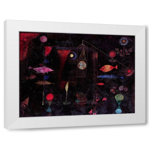 Fish Magic White Modern Wood Framed Art Print by Klee, Paul