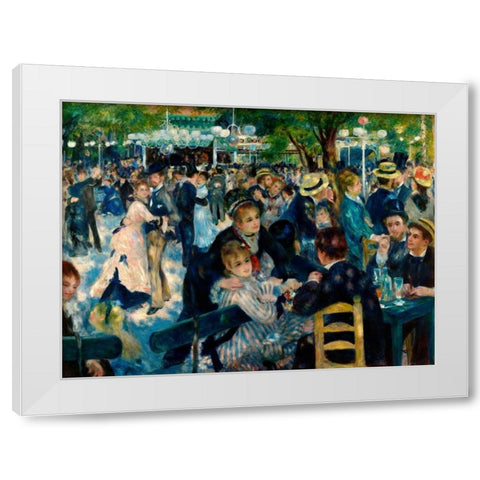 Dance at Le Moulin de la Galette White Modern Wood Framed Art Print by Renoir, Pierre-Auguste
