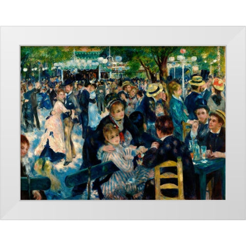 Dance at Le Moulin de la Galette White Modern Wood Framed Art Print by Renoir, Pierre-Auguste
