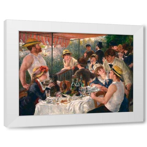 Luncheon of the Boating Party White Modern Wood Framed Art Print by Renoir, Pierre-Auguste