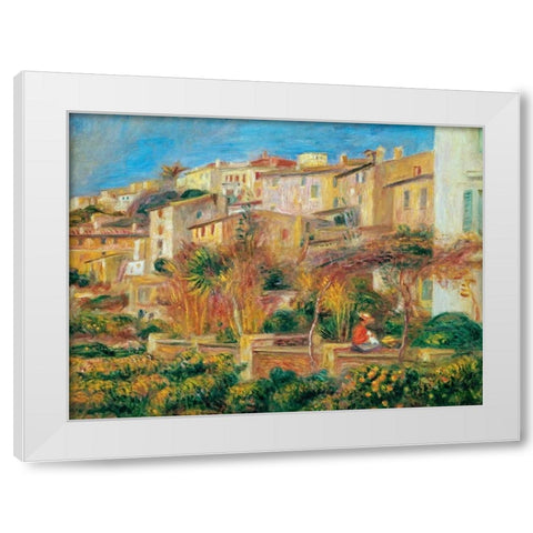 Terrace a Cagnes sur Mer White Modern Wood Framed Art Print by Renoir, Pierre-Auguste
