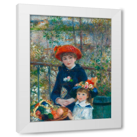 Two Sisters (On the Terrace) White Modern Wood Framed Art Print by Renoir, Pierre-Auguste