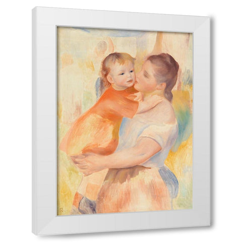 Washerwoman and Child White Modern Wood Framed Art Print by Renoir, Pierre-Auguste