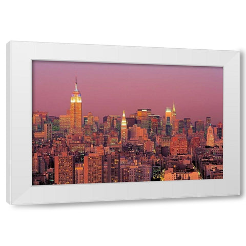 Sunset over Manhattan White Modern Wood Framed Art Print by Berenholtz, Richard