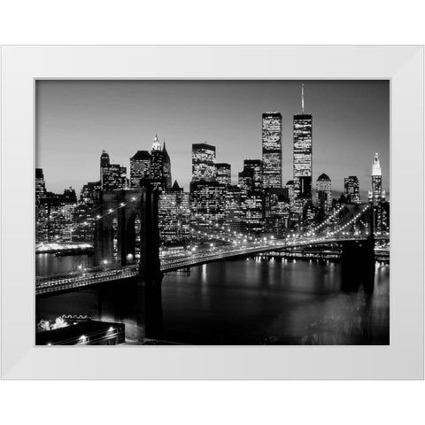 Brooklyn Bridge NYC White Modern Wood Framed Art Print by Berenholtz, Richard