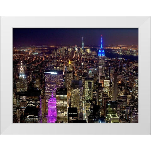 Midtown and Lower Manhattan at night White Modern Wood Framed Art Print by Berenholtz, Richard