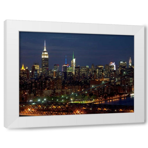 Midtown Manhattan at night White Modern Wood Framed Art Print by Berenholtz, Richard