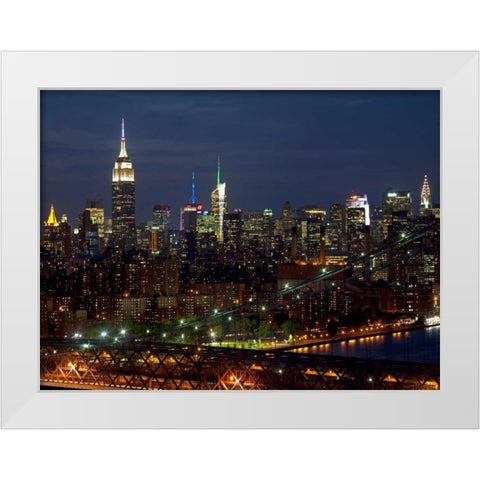 Midtown Manhattan at night White Modern Wood Framed Art Print by Berenholtz, Richard