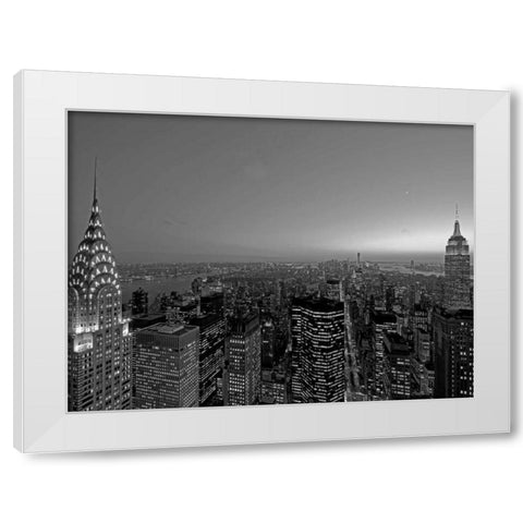 Midtown and Lower Manhattan at dusk White Modern Wood Framed Art Print by Berenholtz, Richard