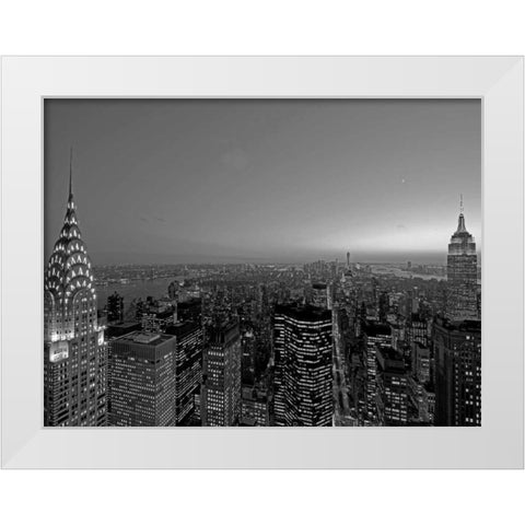 Midtown and Lower Manhattan at dusk White Modern Wood Framed Art Print by Berenholtz, Richard