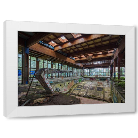 Abandoned Resort Pool, Upstate NY White Modern Wood Framed Art Print by Berenholtz, Richard