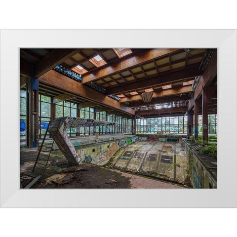 Abandoned Resort Pool, Upstate NY White Modern Wood Framed Art Print by Berenholtz, Richard
