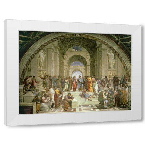 Scuola di Atene White Modern Wood Framed Art Print by Raffaello