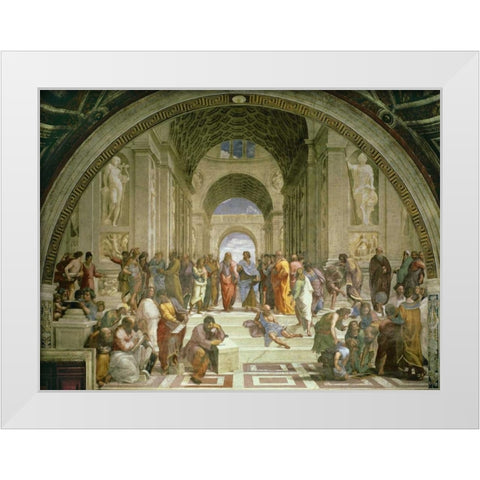 Scuola di Atene White Modern Wood Framed Art Print by Raffaello