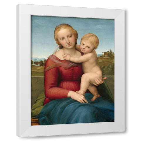The Small Cowper Madonna White Modern Wood Framed Art Print by Raffaello