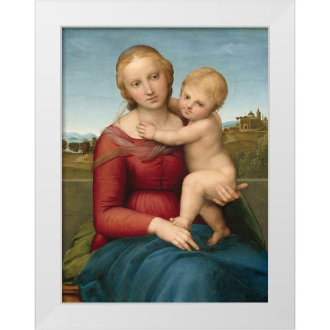 The Small Cowper Madonna White Modern Wood Framed Art Print by Raffaello