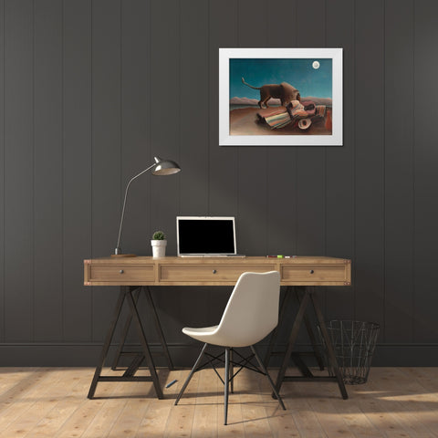 La Bohemienne endormie White Modern Wood Framed Art Print by Rousseau, Henri