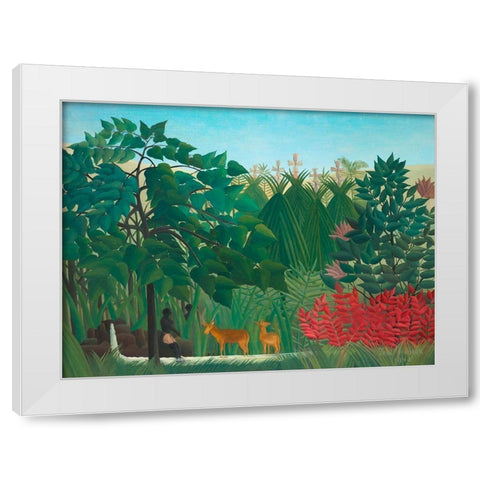 The Waterfall White Modern Wood Framed Art Print by Rousseau, Henri