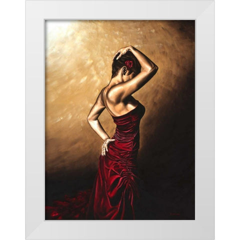Flamenco Woman White Modern Wood Framed Art Print by Young, Richard
