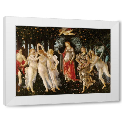 Primavera White Modern Wood Framed Art Print by Botticelli, Sandro