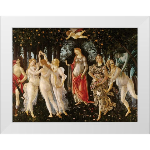 Primavera White Modern Wood Framed Art Print by Botticelli, Sandro