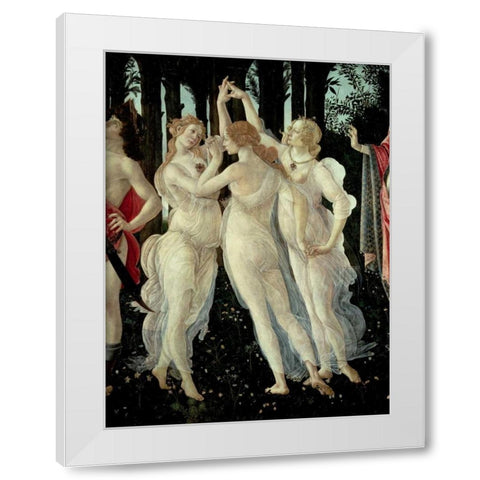 Le tre Grazie (detail of Primavera) White Modern Wood Framed Art Print by Botticelli, Sandro