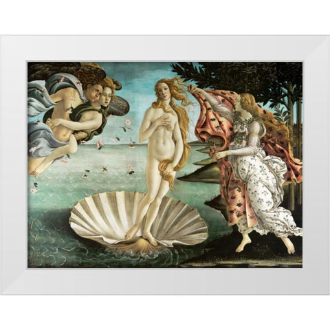 La nascita di Venere White Modern Wood Framed Art Print by Botticelli, Sandro