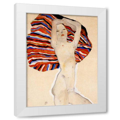 Nude Woman White Modern Wood Framed Art Print by Schiele, Egon