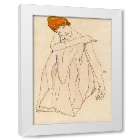 The Dancer White Modern Wood Framed Art Print by Schiele, Egon