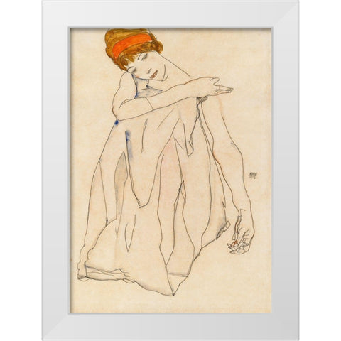 The Dancer White Modern Wood Framed Art Print by Schiele, Egon