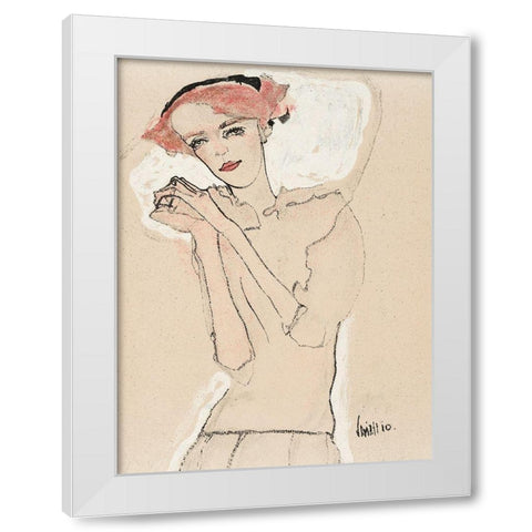 Portrait of a Woman White Modern Wood Framed Art Print by Schiele, Egon