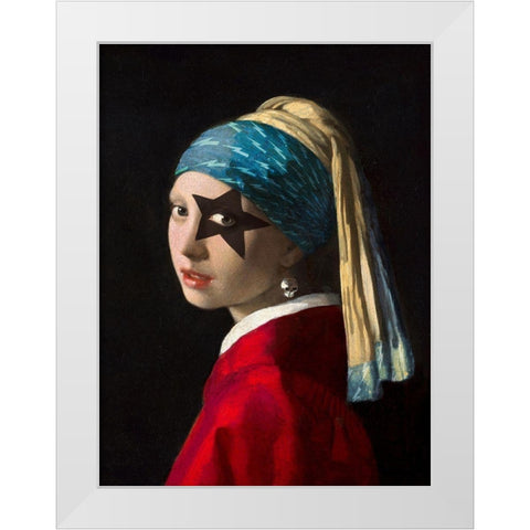 Girl with Skull Hearring White Modern Wood Framed Art Print by Hill, Steven