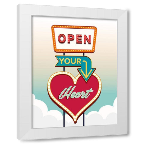 Open your heart White Modern Wood Framed Art Print by Steven, Hill