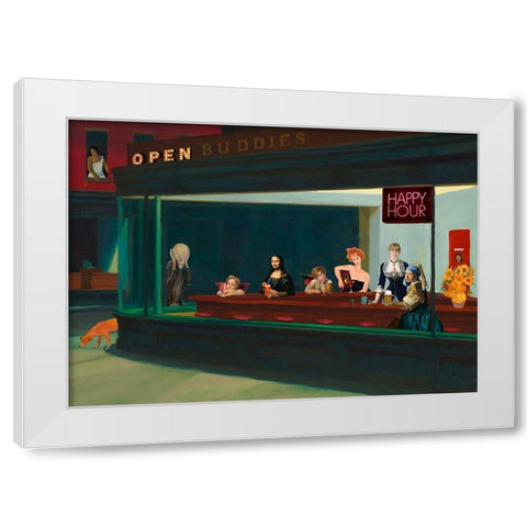 An Art Night Out (detail) White Modern Wood Framed Art Print by Hill, Steven