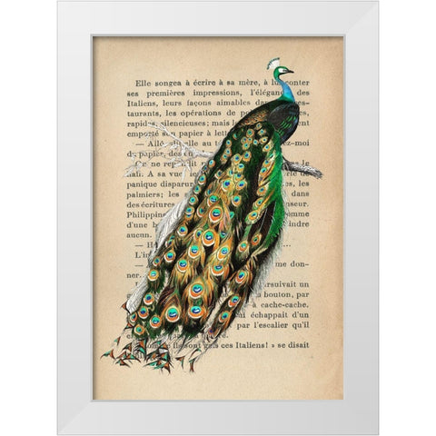 Indian peafowl- After DOrbigny White Modern Wood Framed Art Print by Lamanche, Stef
