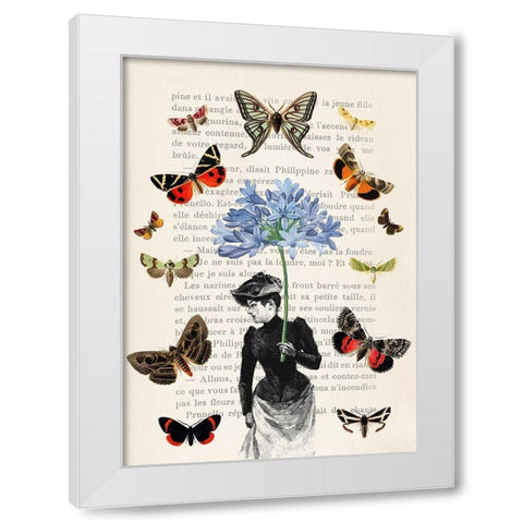 Lady of Butterflies White Modern Wood Framed Art Print by Lamanche, Stef