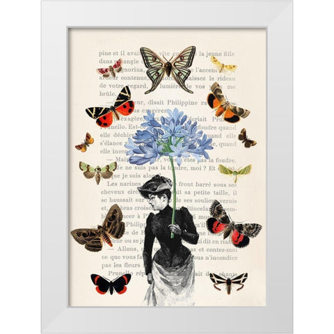 Lady of Butterflies White Modern Wood Framed Art Print by Lamanche, Stef