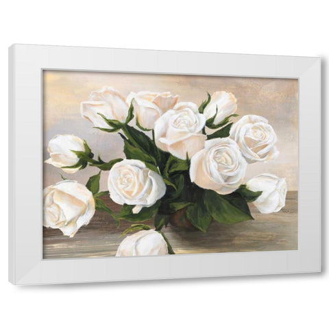 Vaso di rose White Modern Wood Framed Art Print by Mei, Silvia