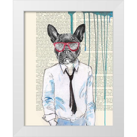 Gentleman White Modern Wood Framed Art Print by Matt, Spencer
