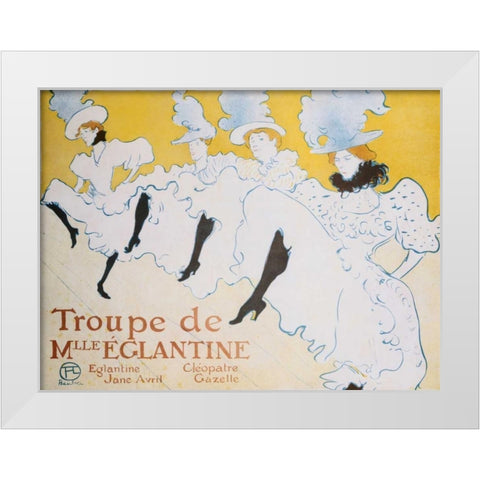 The Troup of Madame Eglantine White Modern Wood Framed Art Print by de Toulouse-Lautrec, Henri