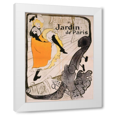 Jane Avril Poster White Modern Wood Framed Art Print by de Toulouse-Lautrec, Henri