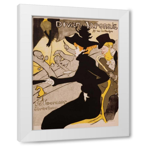 Divan Japonais Poster White Modern Wood Framed Art Print by de Toulouse-Lautrec, Henri