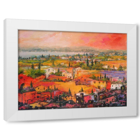 Villaggio delle praterie White Modern Wood Framed Art Print by Marzari, Tebo
