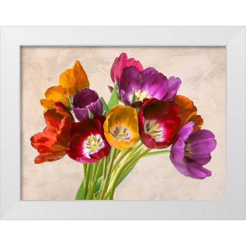 Tulipani danzanti White Modern Wood Framed Art Print by Rizzardi, Teo