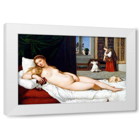 Venere di Urbino White Modern Wood Framed Art Print by Tiziano